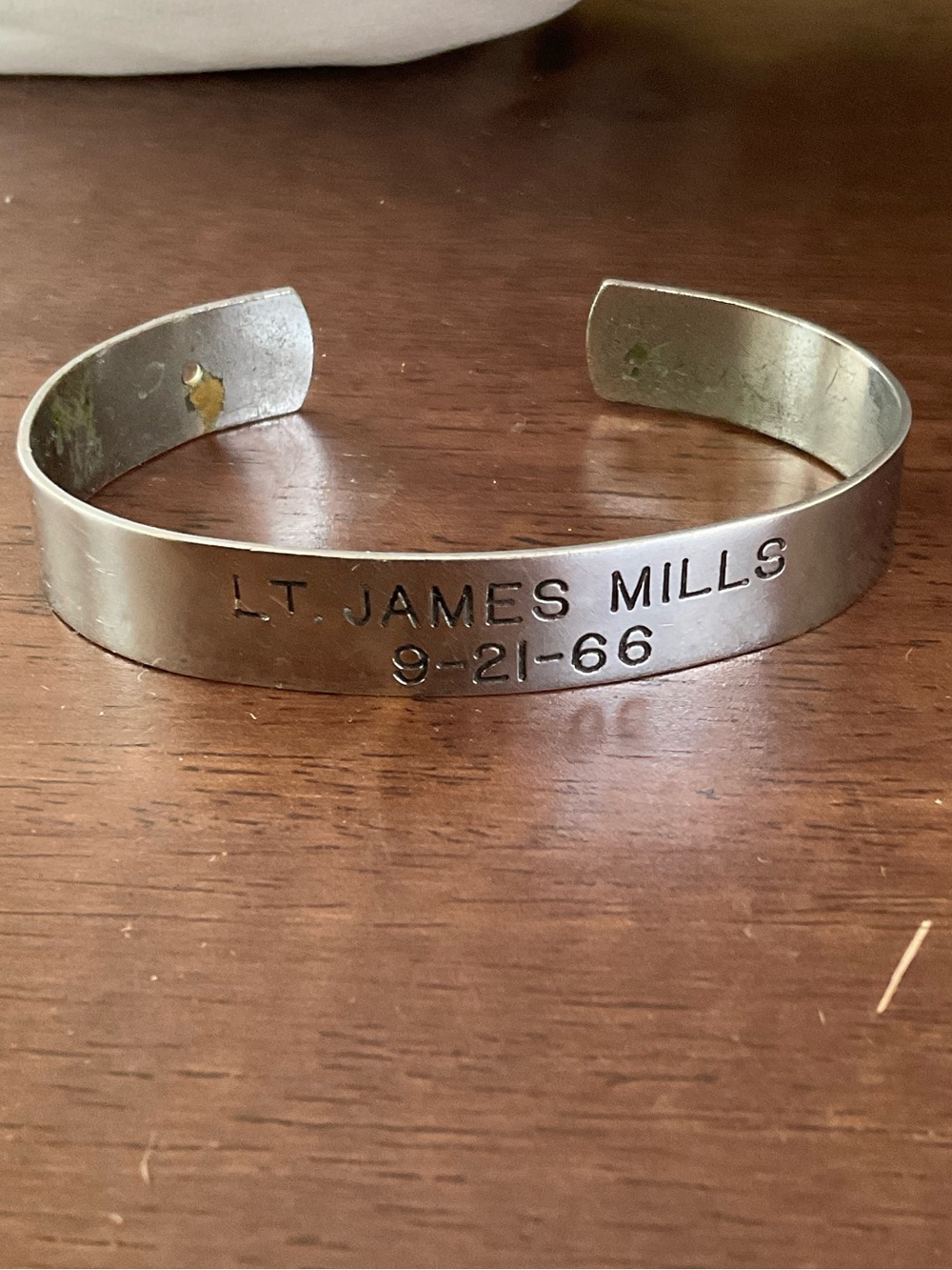 LT James Mills 9-21-1966 Memorial Silver Bracelet